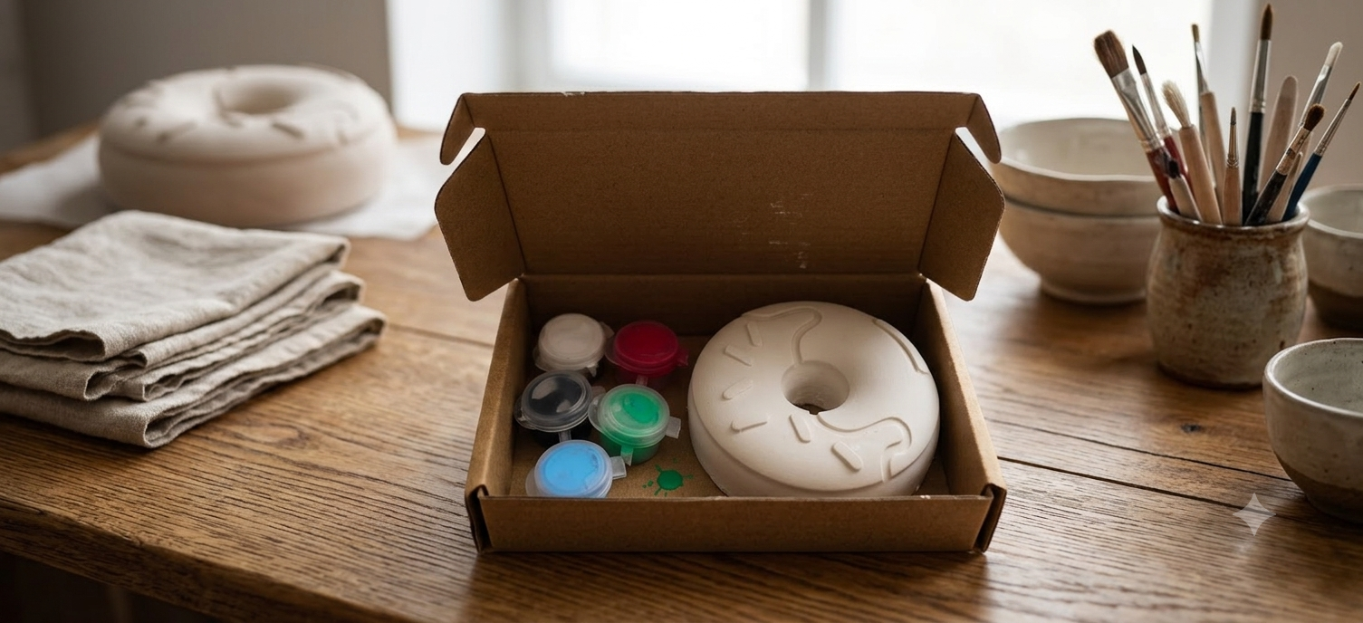 Kit de peinture moulage figurine thème donuts - Création artisanale Activité manuelle pour enfants et adultes