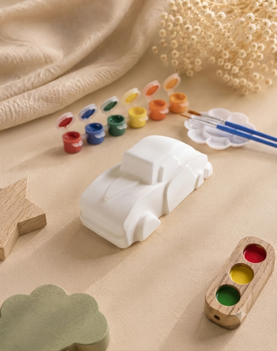 Kit de peinture moulage figurine thème voitures vintage - Création artisanale Activité manuelle pour enfants et adultes